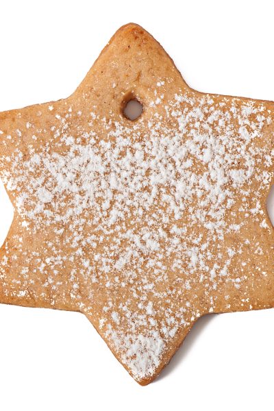 Homemade Christmas cookies sprinkled with powdered sugar